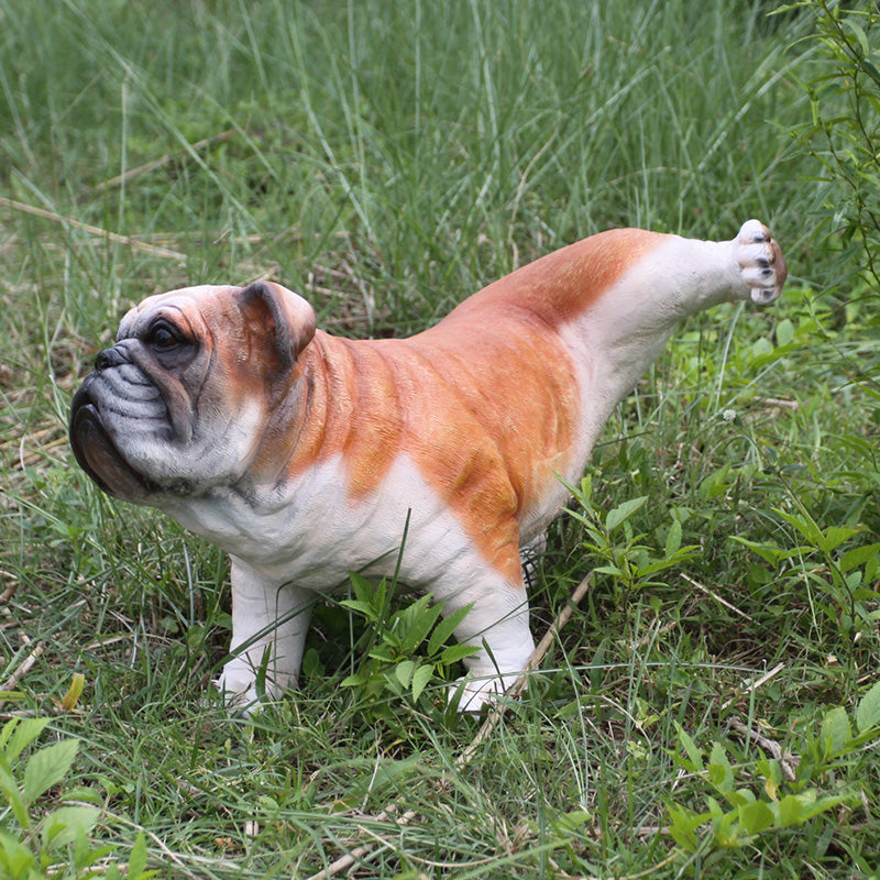 Peeing Bulldog Animal Sculpture