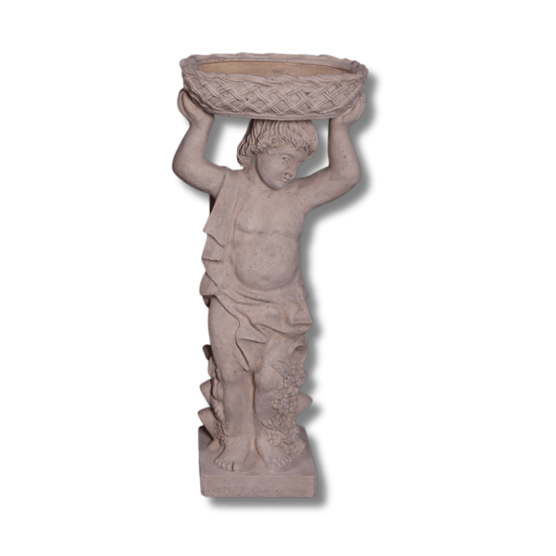 Boy with Basket Left Garden Statue