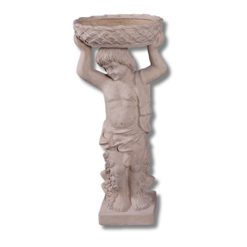 Boy with Basket Right Garden Statue