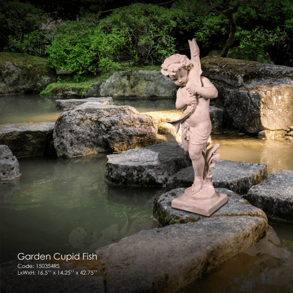 Garden Cupid Fish Statue