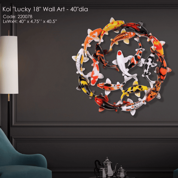 Koi "Lucky 18" Wall Art - 40"Dia