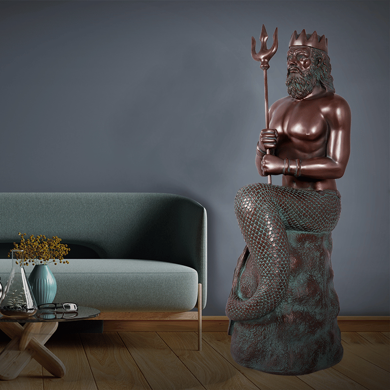 Neptune on Rock Decorative Statue