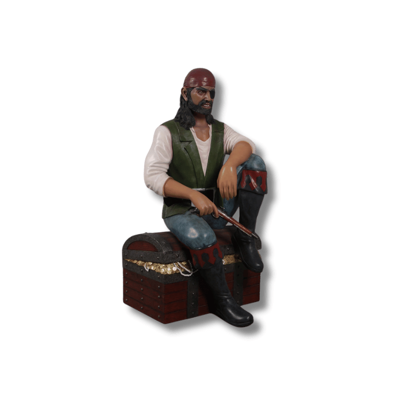Pirate Sitting on Chest Themed Sculpture
