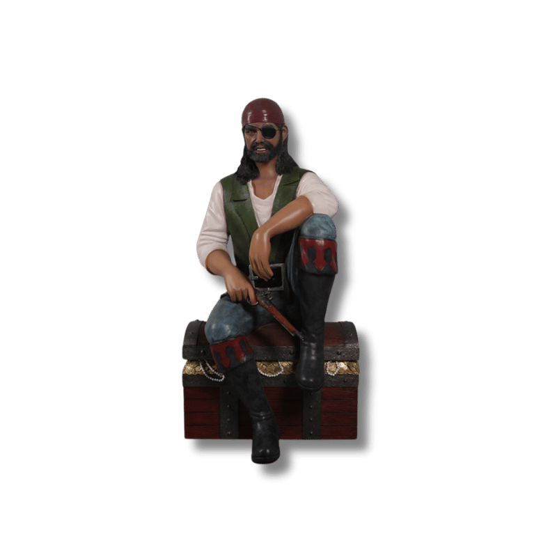 Pirate Sitting on Chest Themed Sculpture