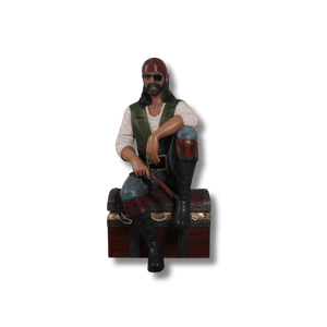 Pirate Sitting on Chest Themed Sculpture