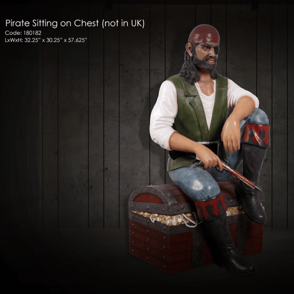 Pirate Sitting on Chest Themed Sculpture