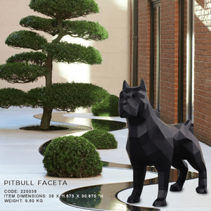 Pitbull Faceted Animal Sculpture