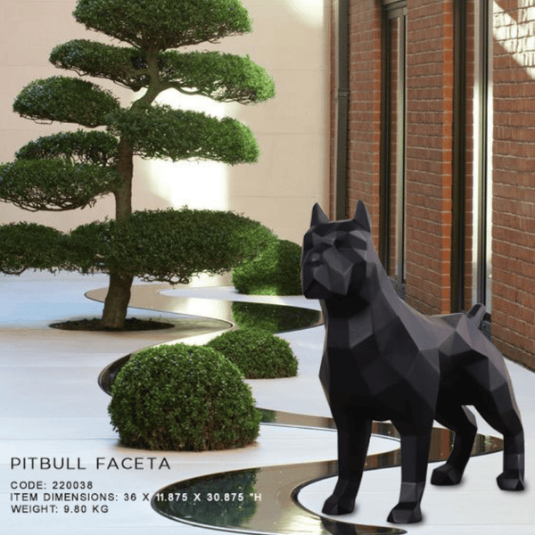Pitbull Faceted Animal Sculpture