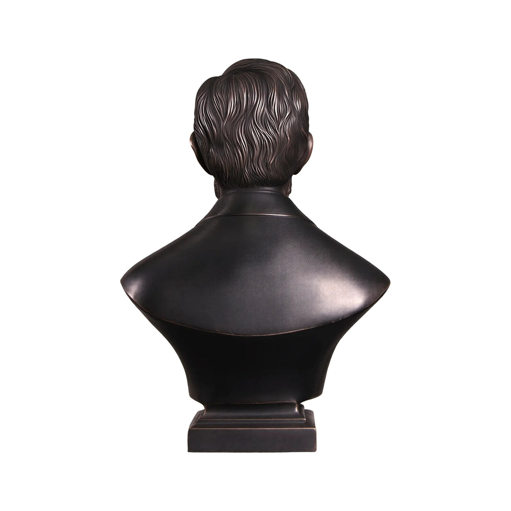 Heinimex Abraham Lincoln Bust human figure statue, textured Imperial Bronze finish, classic realistic style angle view