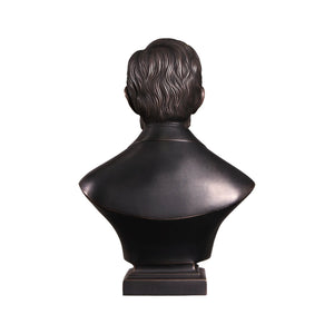 Heinimex Abraham Lincoln Bust human figure statue, textured Imperial Bronze finish, classic realistic style back view