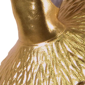 Heinimex Ballerina Design 2 - Round base human figure statue, sleek gunmetal and textured metallic gold finish, modern luxury elegant style close up detail
