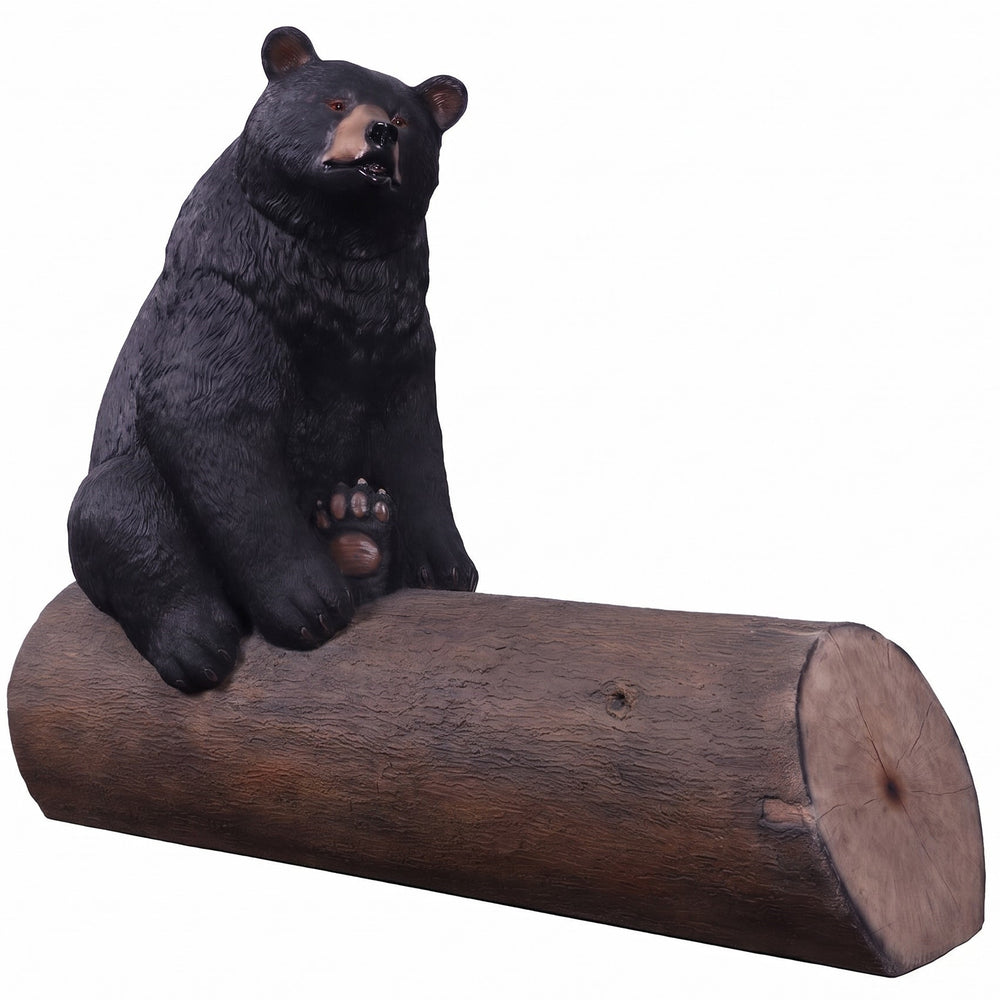 Heinimex functional Bear on Tree Trunk, textured realistic painted finish, playful rustic style angle view