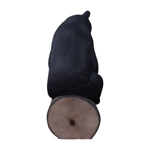 Heinimex functional Bear on Tree Trunk, textured realistic painted finish, playful rustic style side view
