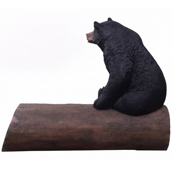 Heinimex functional Bear on Tree Trunk, textured realistic painted finish, playful rustic style back view
