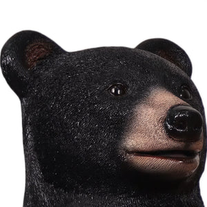 Heinimex functional Black Bear Cubs bench, textured realistic painted finish, playful rustic style close up detail