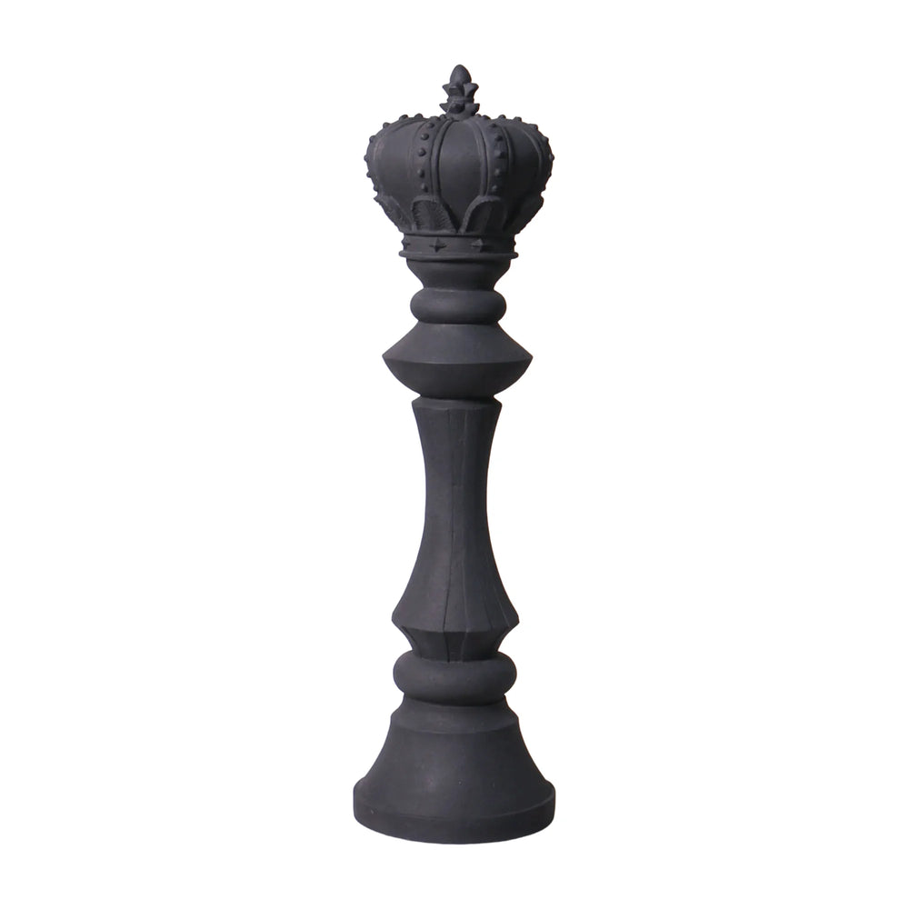 Heinimex giant chess king event prop, charcoal stone finish, classic minimalist style front view