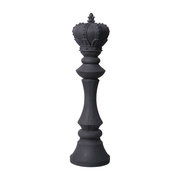 Heinimex giant chess king event prop, charcoal stone finish, classic minimalist style front view