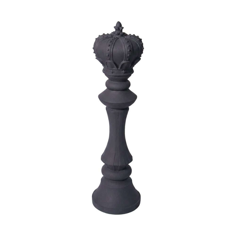 Heinimex giant chess king event prop, charcoal stone finish, classic minimalist style front view