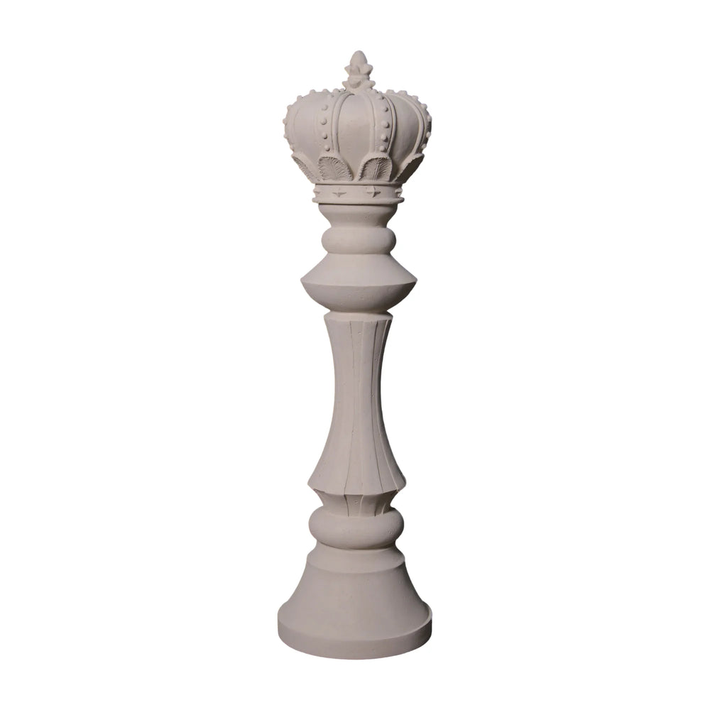Heinimex giant chess king event prop, polystone creme finish, classic minimalist style front view