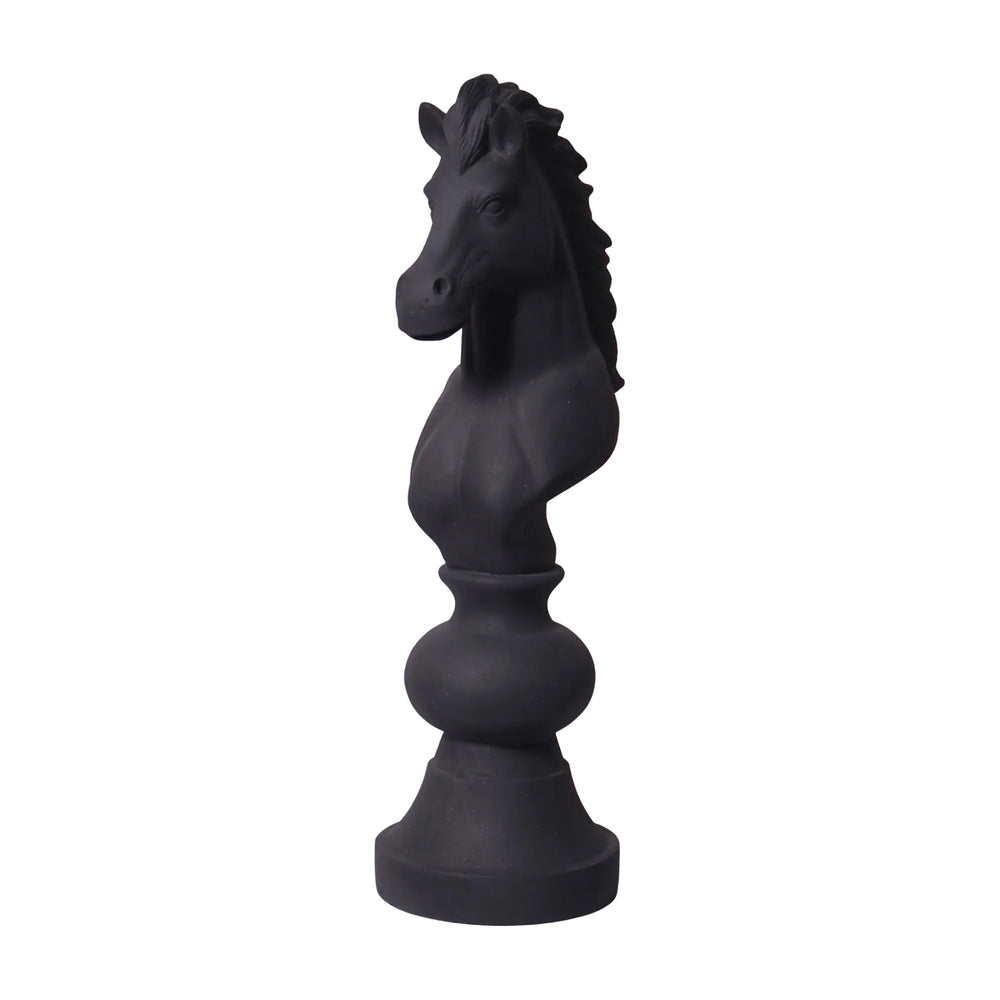 Heinimex giant chess knight event prop, charcoal stone finish, classic minimalist style angle view