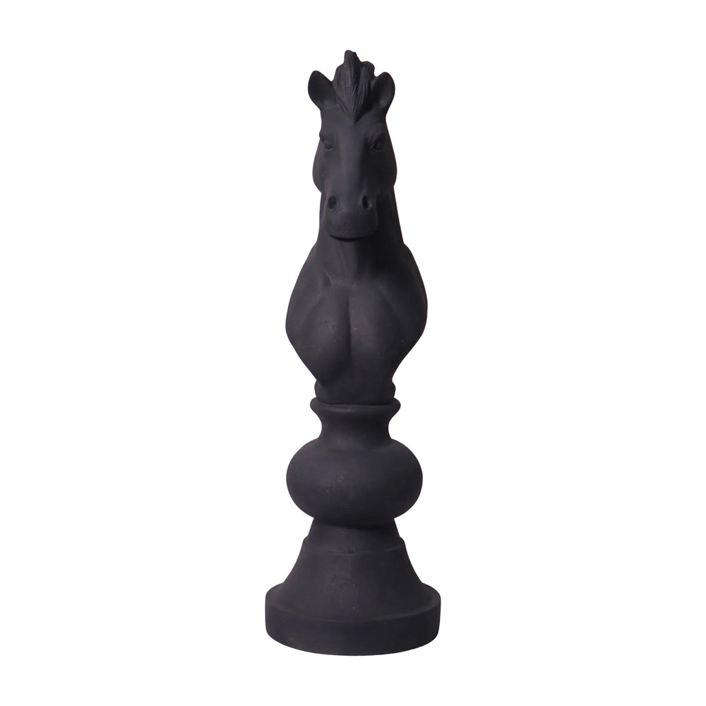 Heinimex giant chess knight event prop, charcoal stone finish, classic minimalist style right angle view