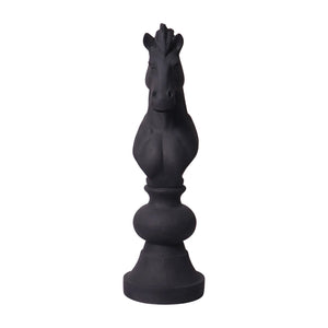 Heinimex giant chess knight event prop, charcoal stone finish, classic minimalist style front view
