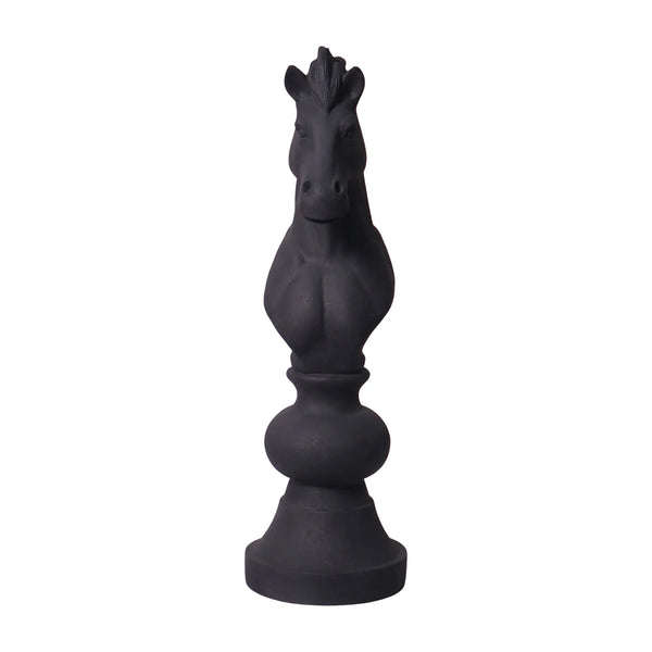 Heinimex giant chess knight event prop, charcoal stone finish, classic minimalist style front view