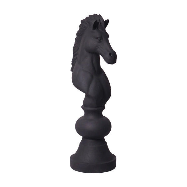 Heinimex giant chess knight event prop, charcoal stone finish, classic minimalist style right angle view