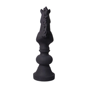 Heinimex giant chess knight event prop, charcoal stone finish, classic minimalist style back view