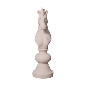 Heinimex giant chess knight event prop, polystone creme finish, classic minimalist style front view