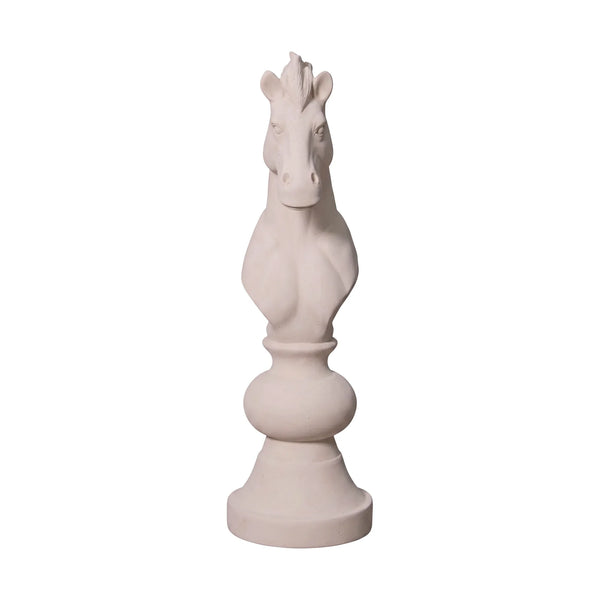 Heinimex giant chess knight event prop, polystone creme finish, classic minimalist style front view
