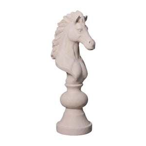 Heinimex giant chess knight event prop, polystone creme finish, classic minimalist style side view