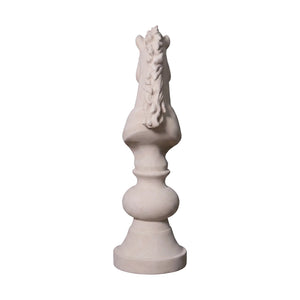 Heinimex giant chess knight event prop, polystone creme finish, classic minimalist style back view
