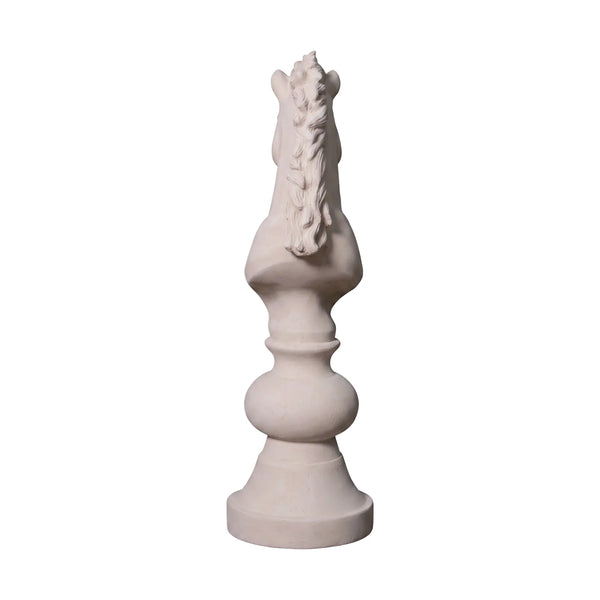Heinimex giant chess knight event prop, polystone creme finish, classic minimalist style back view