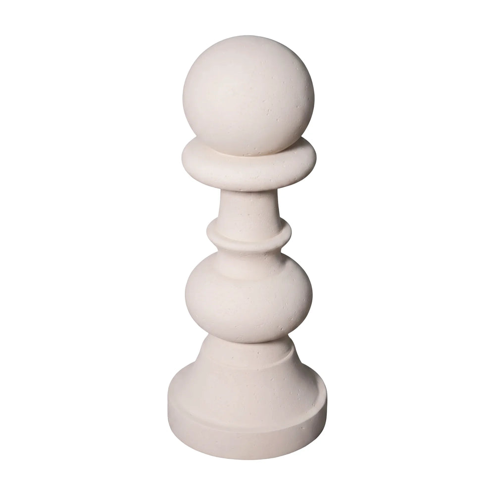 Heinimex giant chess pawn event prop, polystone creme finish, classic minimalist style front view