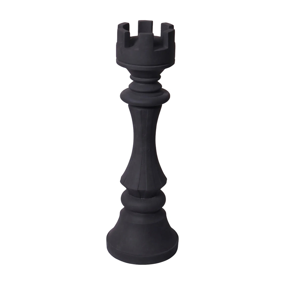 Heinimex giant chess rook event prop, charcoal stone finish, classic minimalist style front view