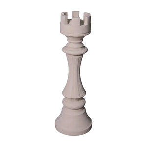 Heinimex giant chess rook event prop, polystone creme finish, classic minimalist style front view