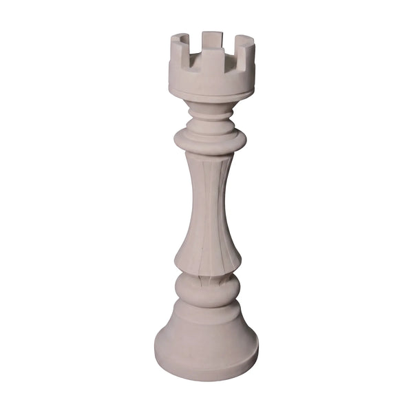 Heinimex giant chess rook event prop, polystone creme finish, classic minimalist style front view