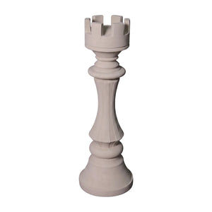 Heinimex giant chess rook event prop, polystone creme finish, classic minimalist style elevated view