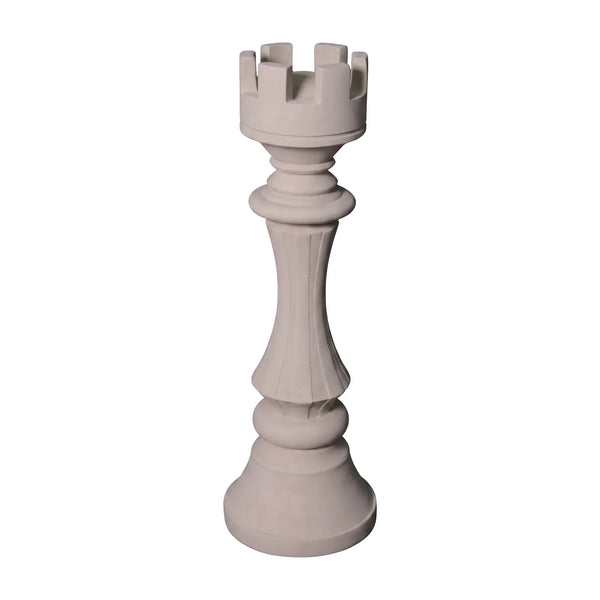 Heinimex giant chess rook event prop, polystone creme finish, classic minimalist style elevated view