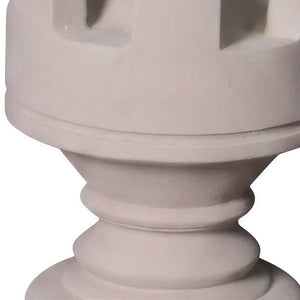 Heinimex giant chess rook event prop, polystone creme finish, classic minimalist style close up detail view
