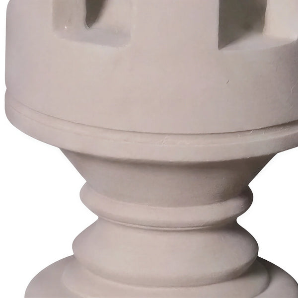 Heinimex giant chess rook event prop, polystone creme finish, classic minimalist style close up detail view
