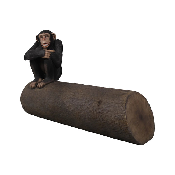 Chimp on Tree Trunk Seat