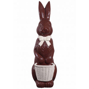 Heinimex 5-foot Easter bunny statue, glossy chocolate finish, classic nostalgic style front view