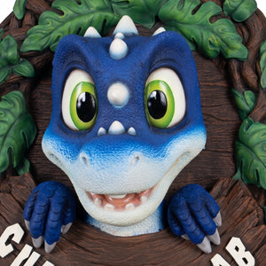 einimex Cuddle Raptor wall decor, full-color painted finish, playful whimsical style close up details view