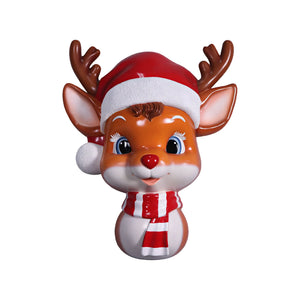Heinimex reindeer wall decor, glossy full-color painted finish, cute whimsical style in front view