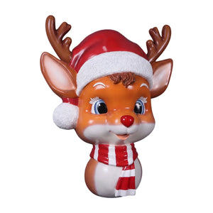 Heinimex reindeer wall decor, glossy full-color painted finish, cute whimsical style angle view