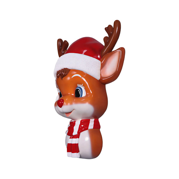 Heinimex reindeer wall decor, glossy full-color painted finish, cute whimsical style left angle view