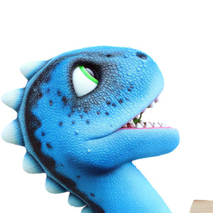 Heinimex dinosaur bench, vibrant blue painted finish, playful whimsical style close up detail