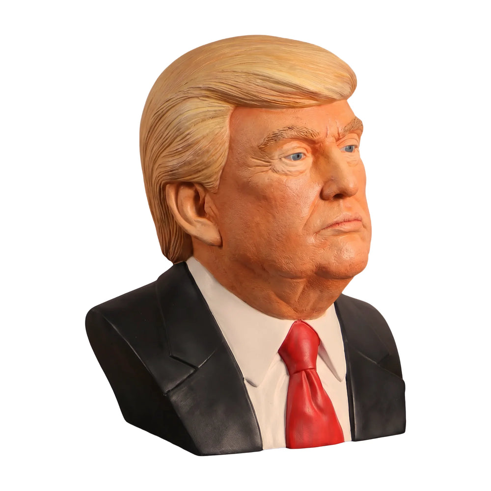 Heinimex Human Figure Bust of Donald Trump, full-color painted finish, realistic traditional style in front angle view